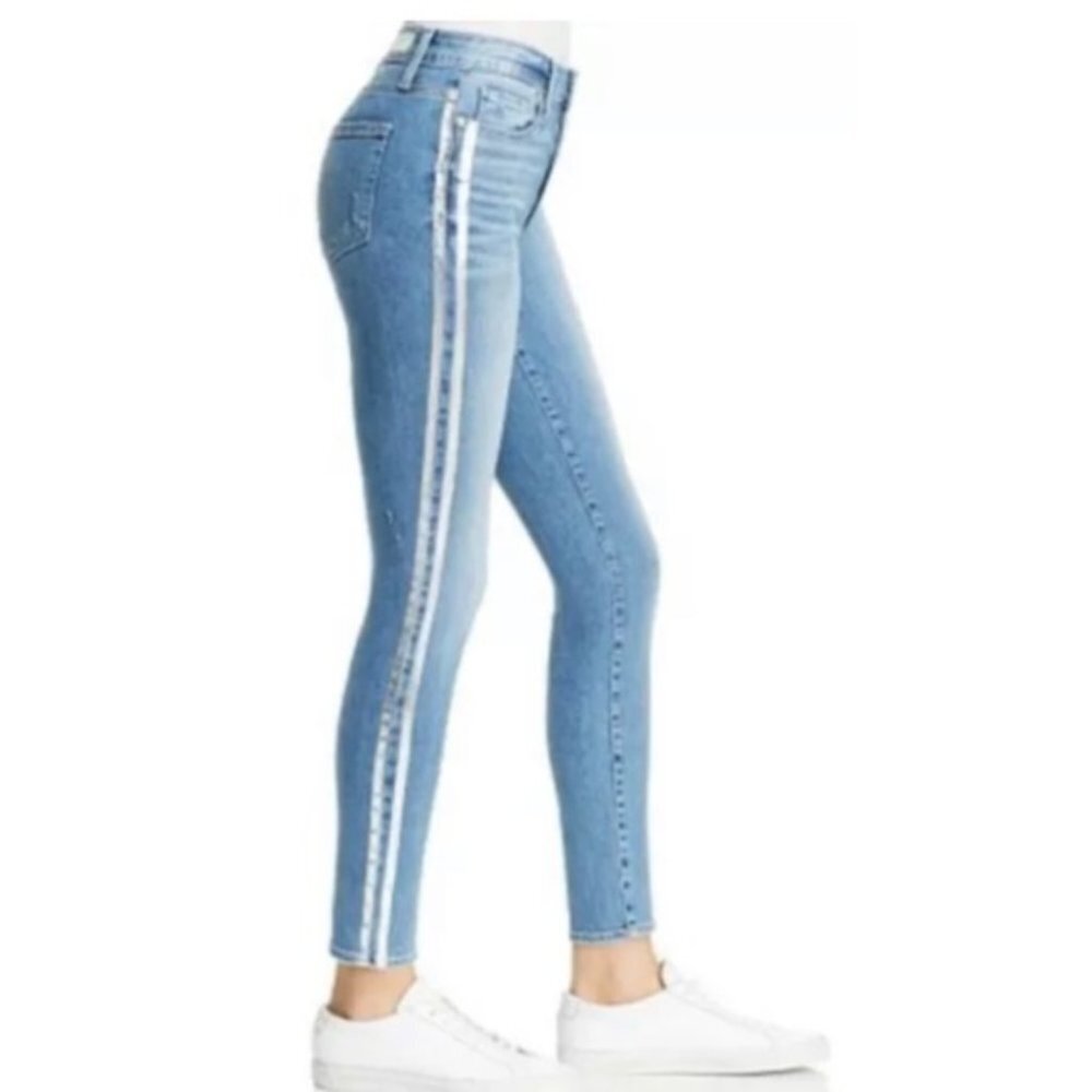 PAIGE Hoxton Ankle Tuxedo Stripe Skinny Jeans